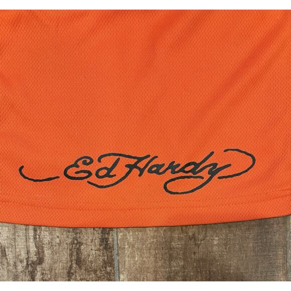 Ed Hardy by Christian Audigier Kids size 6 7  Sleeveless Top Orange Black Tiger - Picture 7 of 11